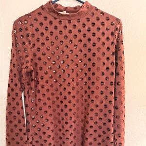 Buckle Women's Burnt Orange Cut-Out Long Sleeve Top